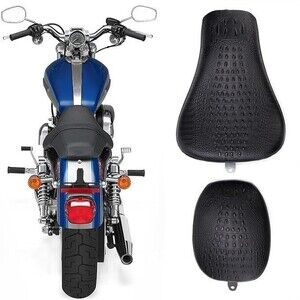 Black Crocodile Motorcycle Front Driver Solo Seat+Rear Passenger Pillion Pad